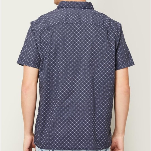 NWT American Eagle Outfitters Dark Blue Patterned Casual Button Up Shirt Large - Picture 2 of 8